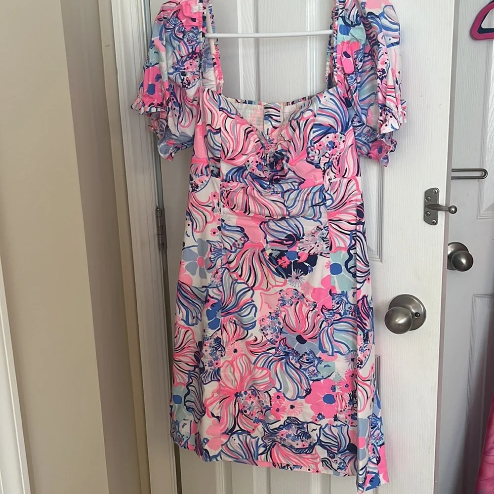 Puff sleeve Lilly Pulitzer sweetheart sheath dress - Picture 4 of 7